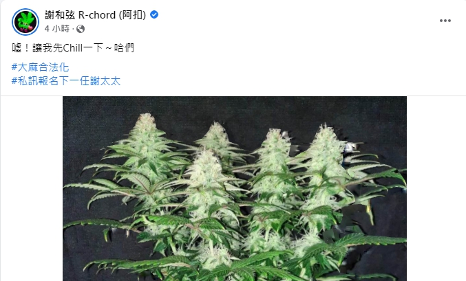 謝和弦開放私訊報名下一任謝太太。(圖/翻攝自謝和弦臉書)