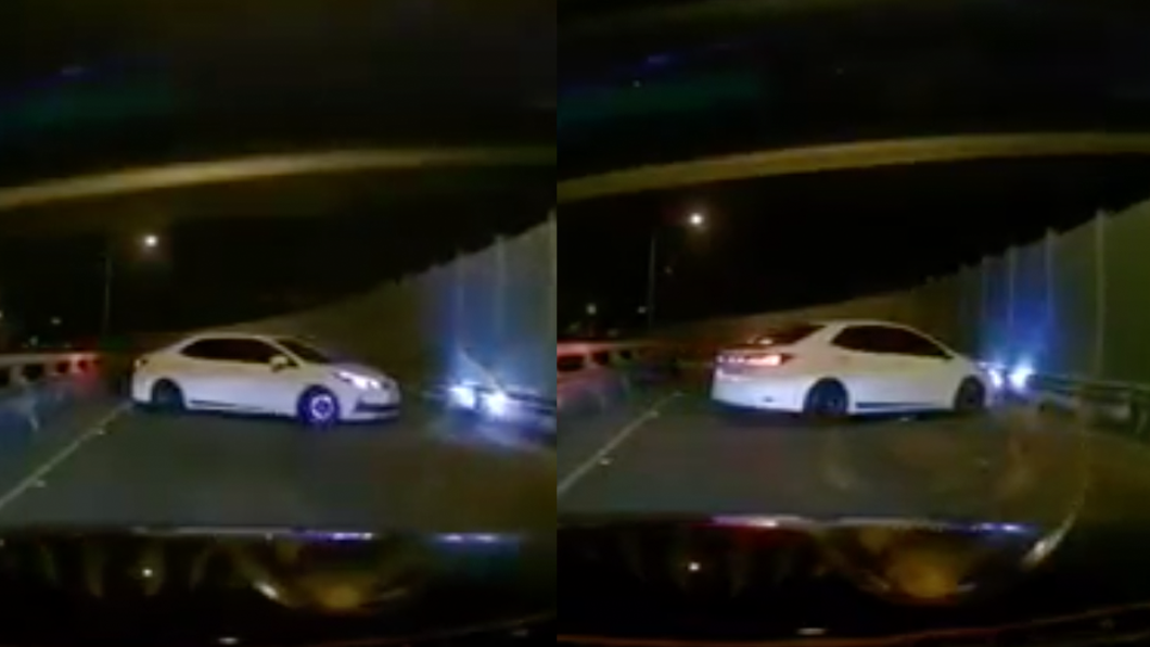 駕駛直接在橋上倒車迴轉。(圖/翻攝自爆料公社)