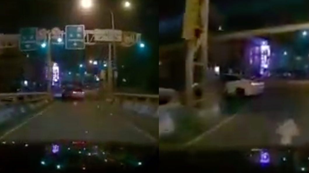 下橋後白色轎車又違規大迴轉。(圖/翻攝自爆料公社)