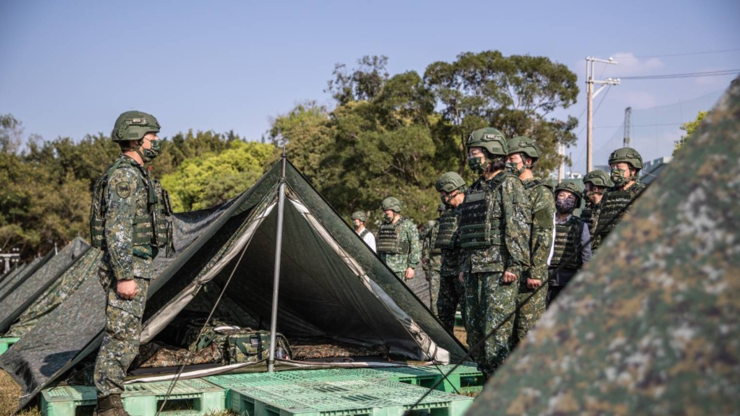 總統蔡英文前往視導教召訓練。(圖/軍聞社提供)