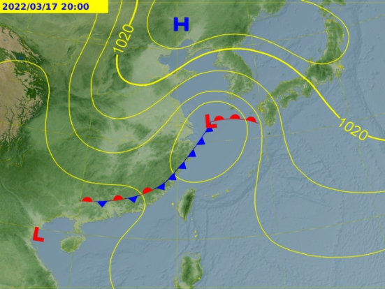 週四晚間鋒面襲來全台變天。(圖/中央氣象局)