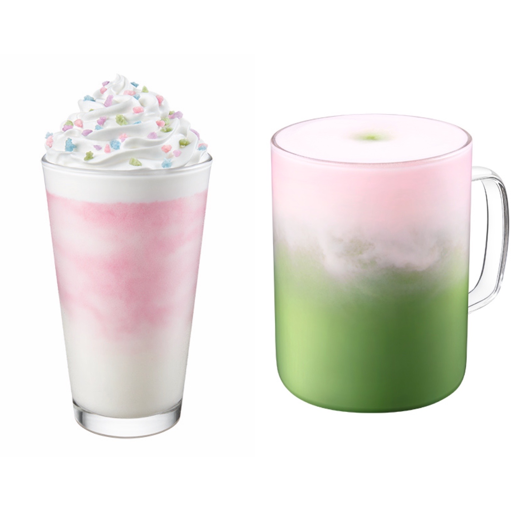 星巴克首度和韓國市場共同開發兩款櫻花系的飲品。(合成圖/TVBS)