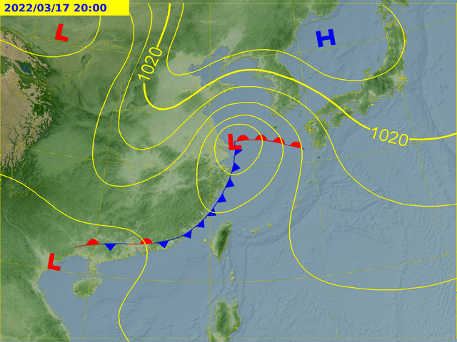 鋒面將在下週四接近台灣。(圖/翻攝自中央氣象局)