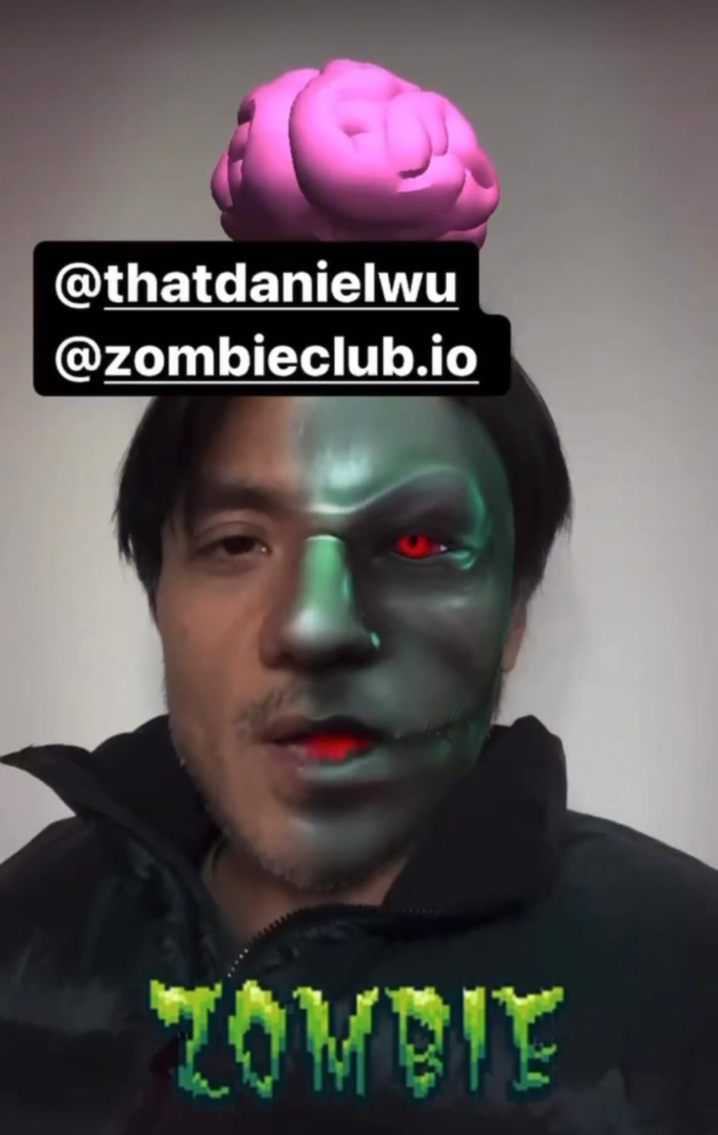 馮德倫在Instagram限時動態發布Zombie club 濾鏡表示支持。(圖/尚慶創意提供)