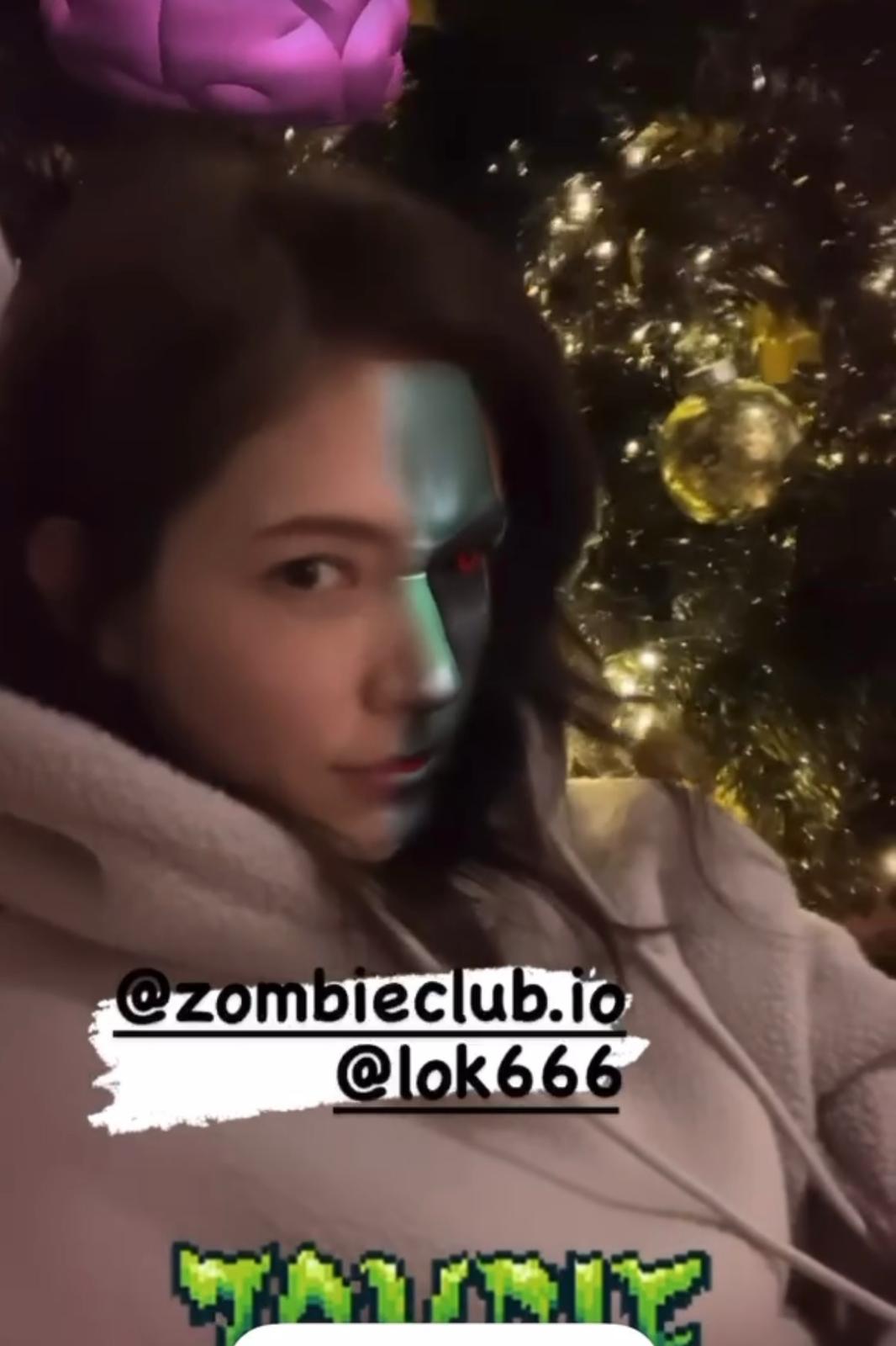 邱澤愛妻許瑋甯在Instagram限時動態發布Zombie club 濾鏡表示支持。(圖/尚慶創意提供)