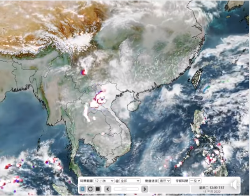 中南半島有非常旺盛的對流發展。(圖/翻攝自天氣風險 WeatherRisk Facebook)