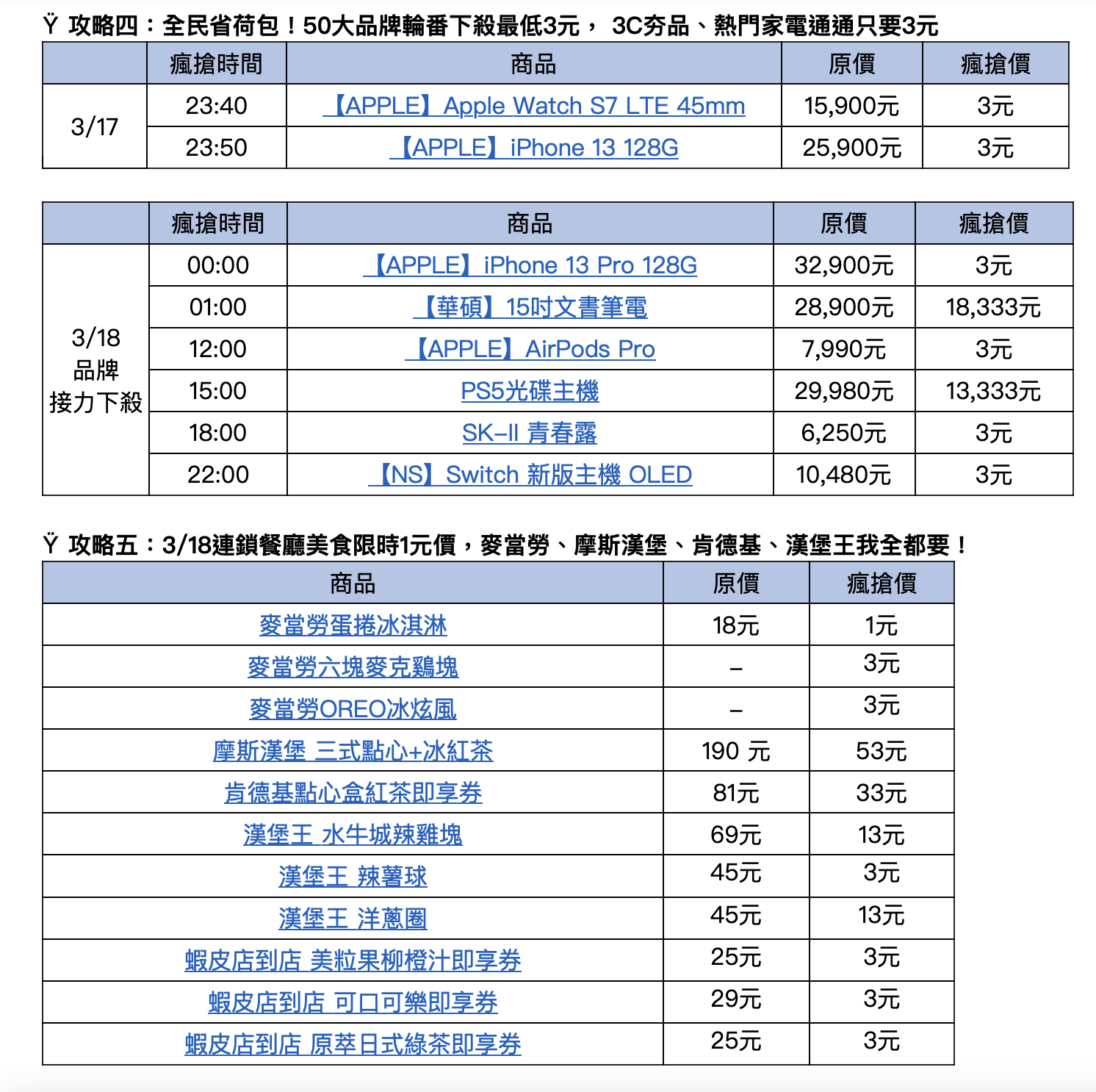 蝦皮每個時段精選3個熱銷商品流血下殺。(圖/蝦皮提供)