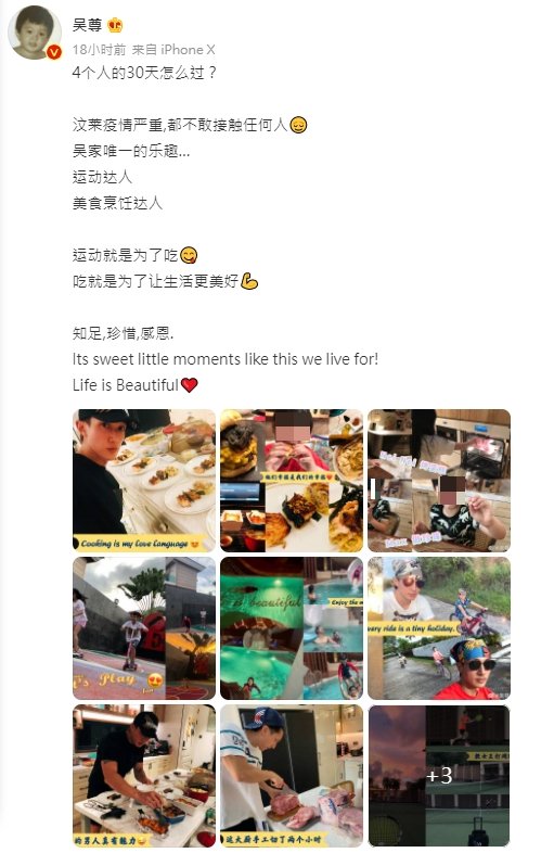 吳尊攜家人返回汶萊。（圖／翻攝自吳尊微博）