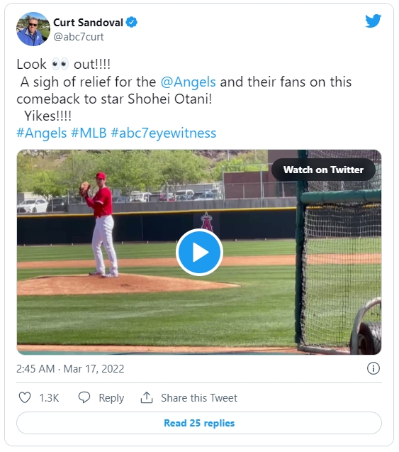 大谷險些被爆頭影片曝。(圖/翻攝自@abc7curt推特)