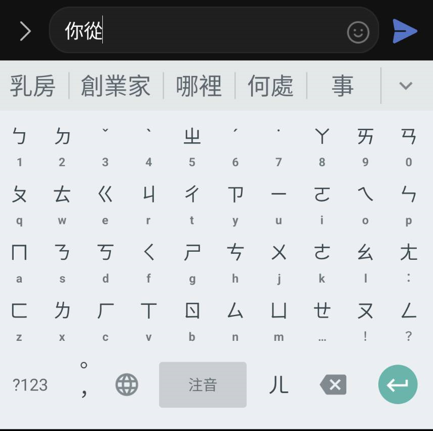 輸入「你從」竟推薦「乳房」二字。(圖/翻攝自網路)