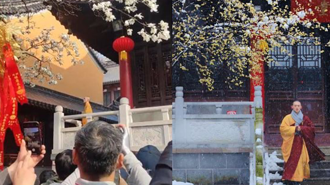 大陸帥和尚引發粉絲搶拍。（圖／翻攝自微博）