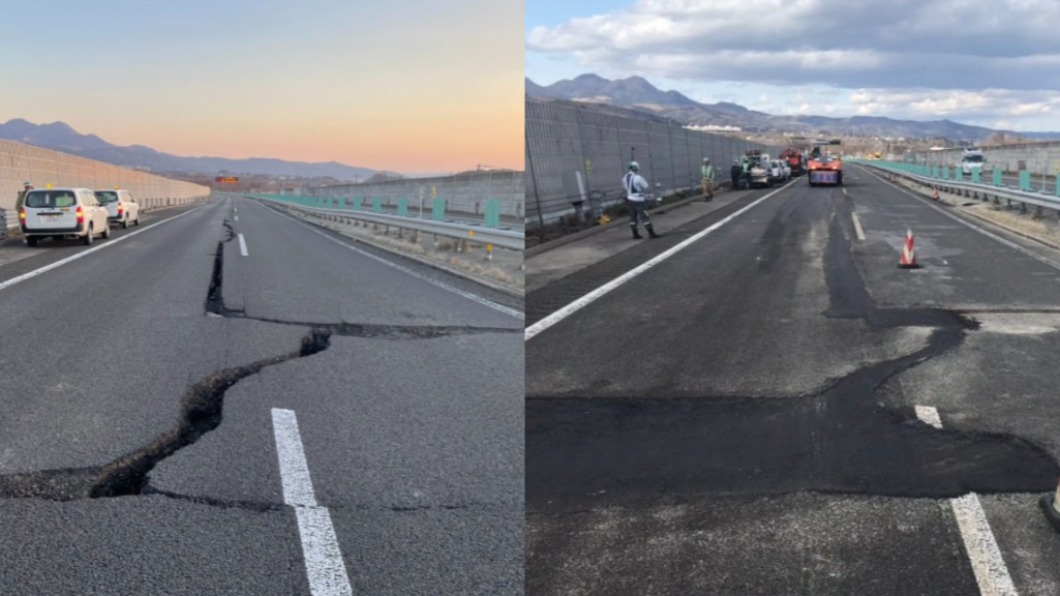 日高速公路被震裂數小時內搶修通車! 網酸「台灣大概要半年」