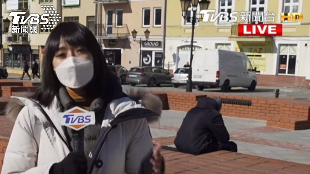 記者劉亭廷直擊波蘭海烏姆市。(圖/TVBS)