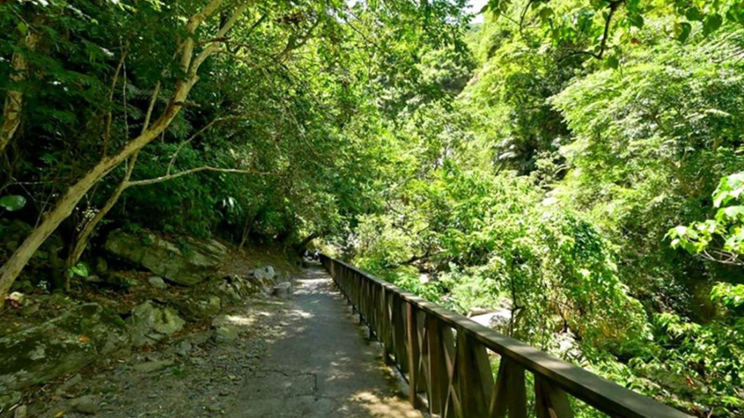 前往南安瀑布只需走1分鐘的步道就可抵達。(圖/阿一一之食意旅遊提供)