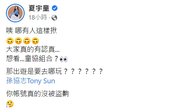夏宇童回應閃瞎粉絲。(圖/翻攝自夏宇童臉書)