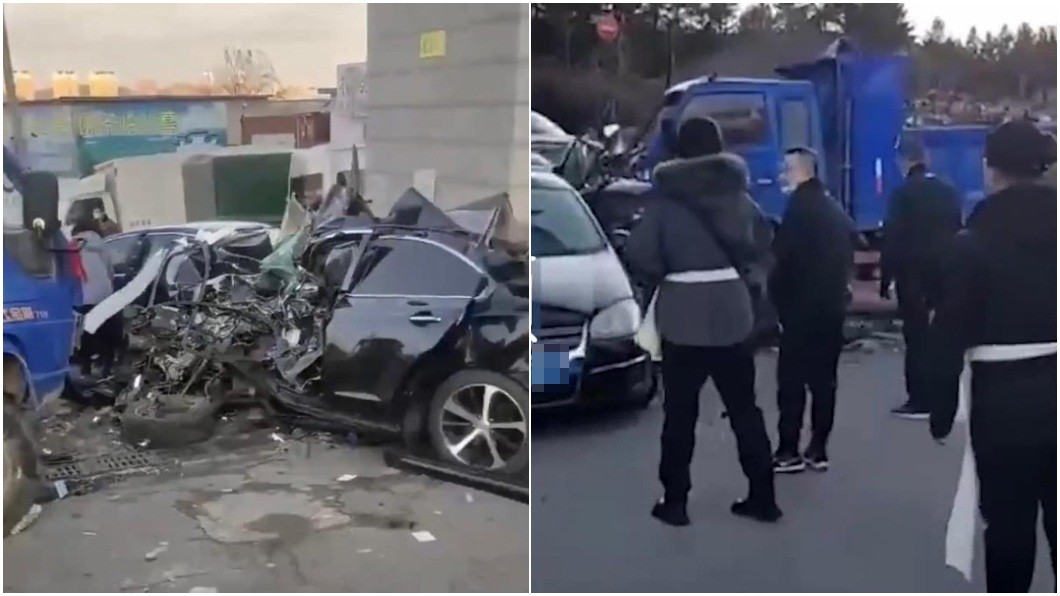 當時黑色轎車有3名長者結果不幸全數死亡。(圖/翻攝自網易新聞)