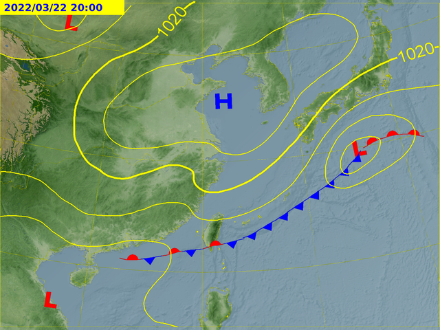 明(22)日將有鋒面通過台灣。(圖/翻攝自氣象局官網)