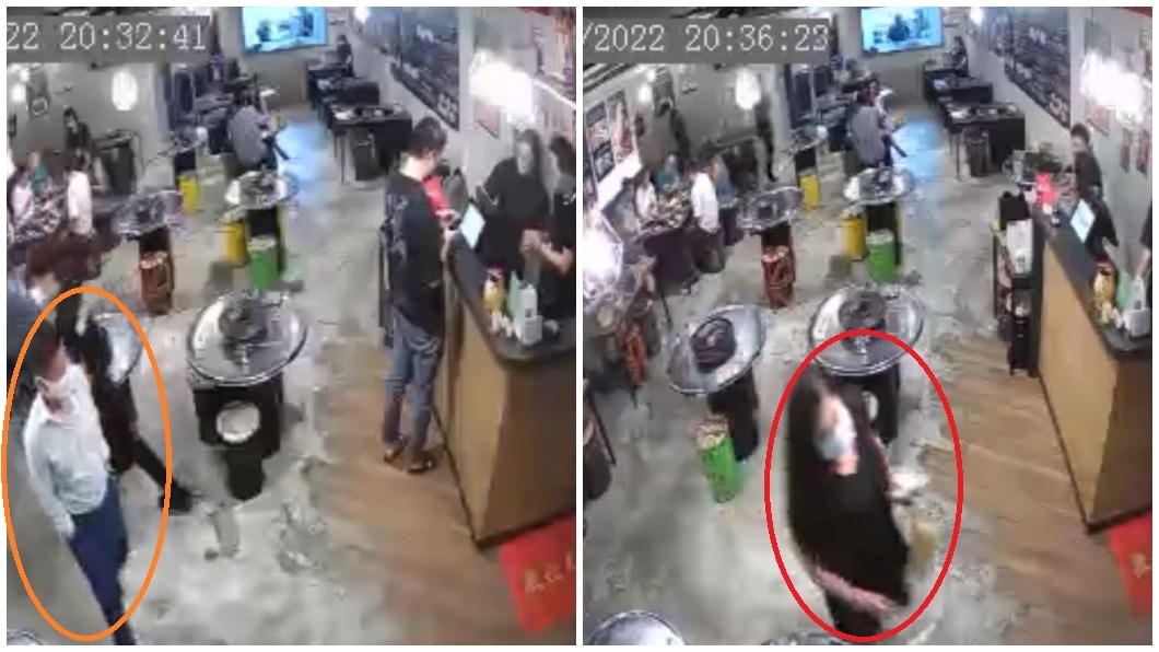 店家事後透過監視器畫面找尋這對男女，彼此都稱被對方騙了。（圖／翻攝自Pa Bul Lo Korean BBQ臉書粉專）