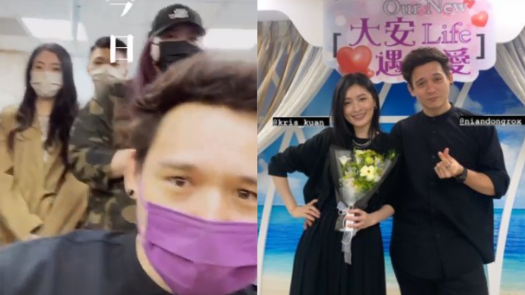 倪安東、管罄在朋友陪同下登記結婚。(圖/翻攝自管罄IG)