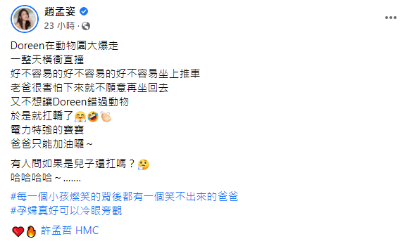 趙孟姿發文。(圖/翻攝自趙孟姿Facebook)