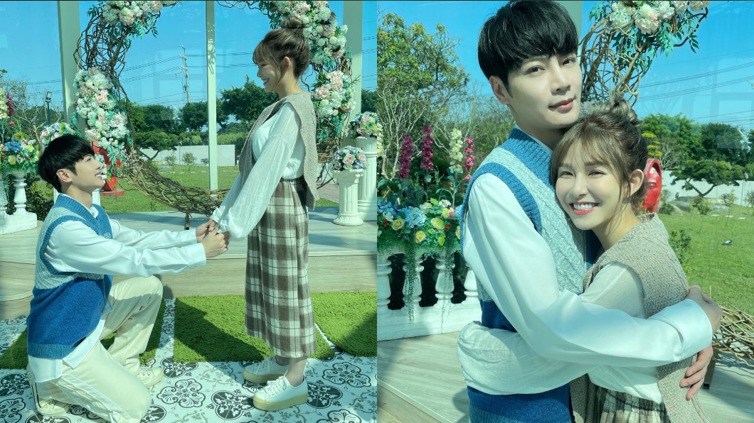古曜威MV中下跪求婚，阿樂感動落淚。（圖／單純夢想文創事業提供）