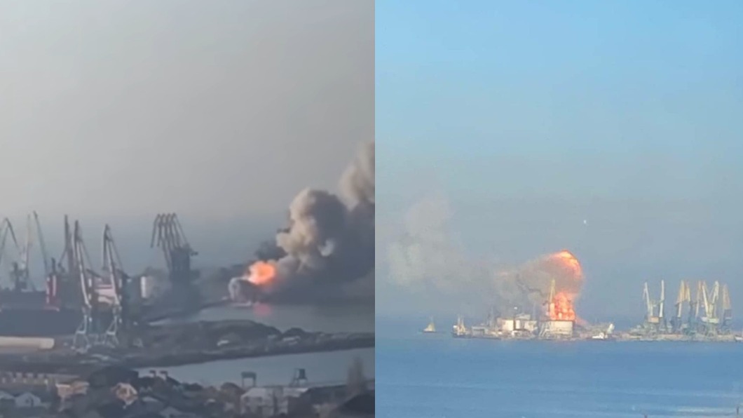 烏軍稱摧毀俄軍登陸艦。(圖/翻攝自ВМС ЗС України Facebook)