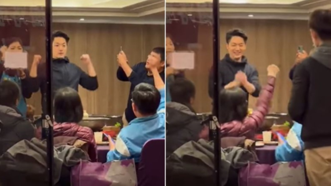 蔣萬安餐會上很開心。（圖／翻攝自王浩宇臉書）