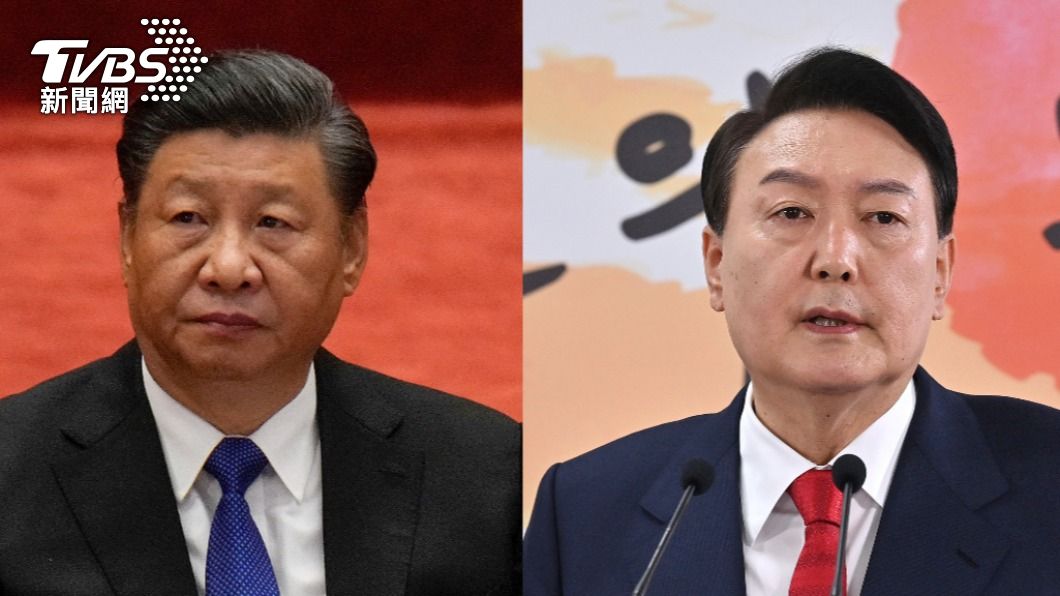 習近平與準南韓總統尹錫悅破例通話25分鐘，談及中韓戰略夥伴關係。（圖／達志影像美聯社）