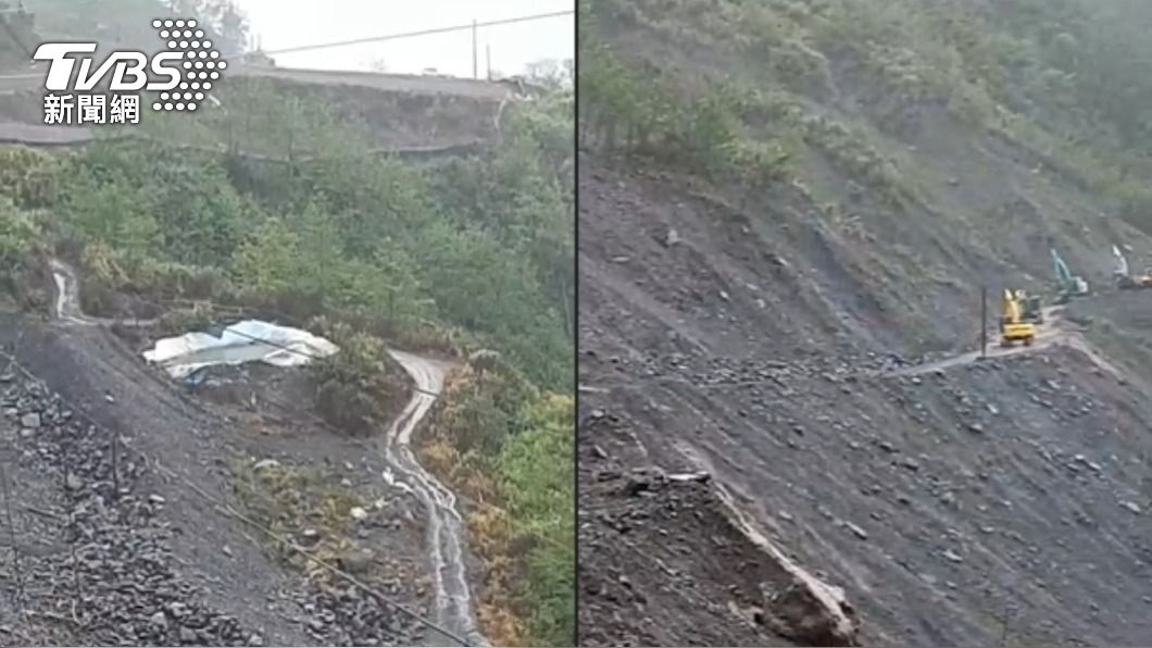 力行產業道路仍未搶通。(圖/TVBS)