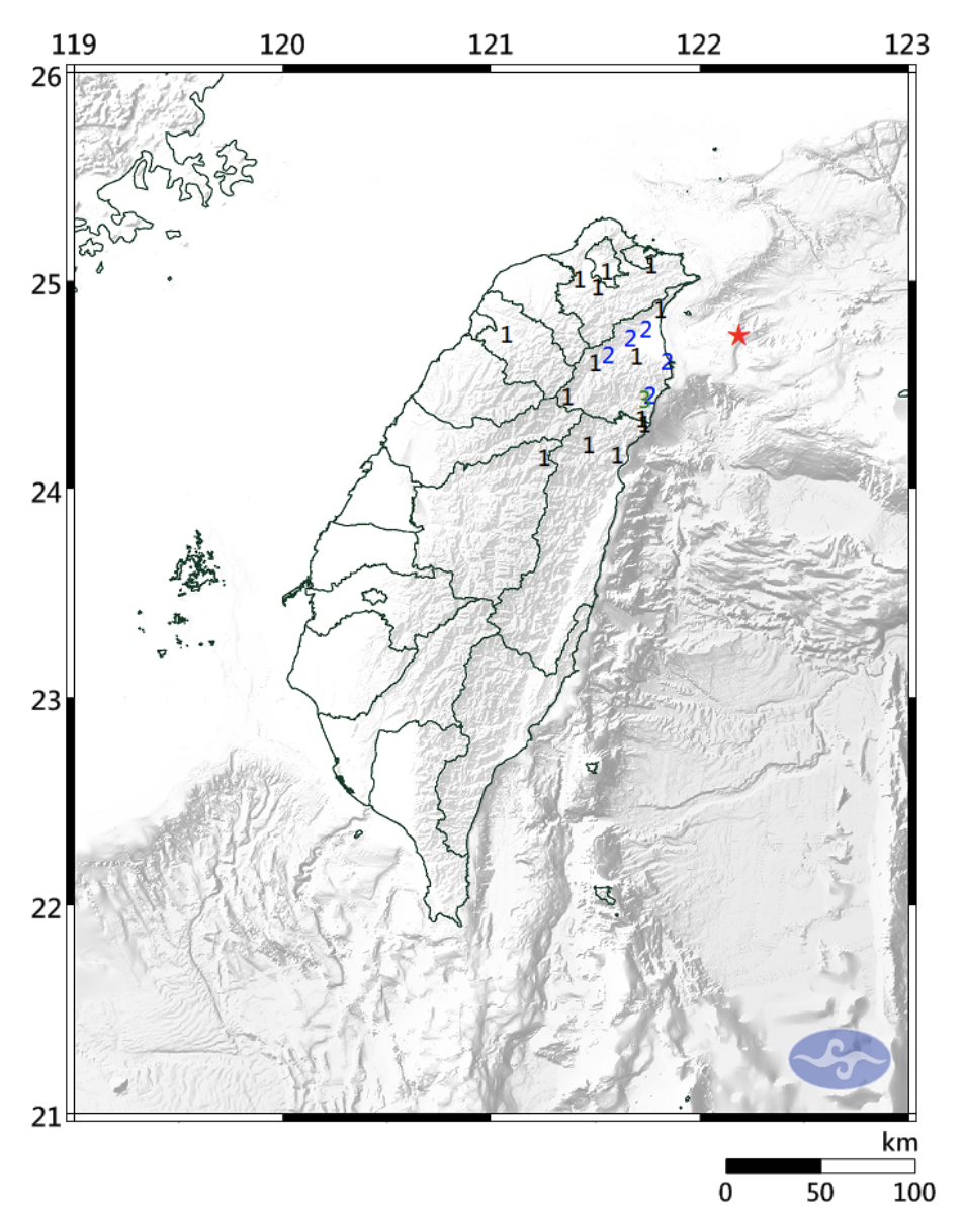 震央位在宜蘭東部外海。(圖/翻攝自中央氣象局)