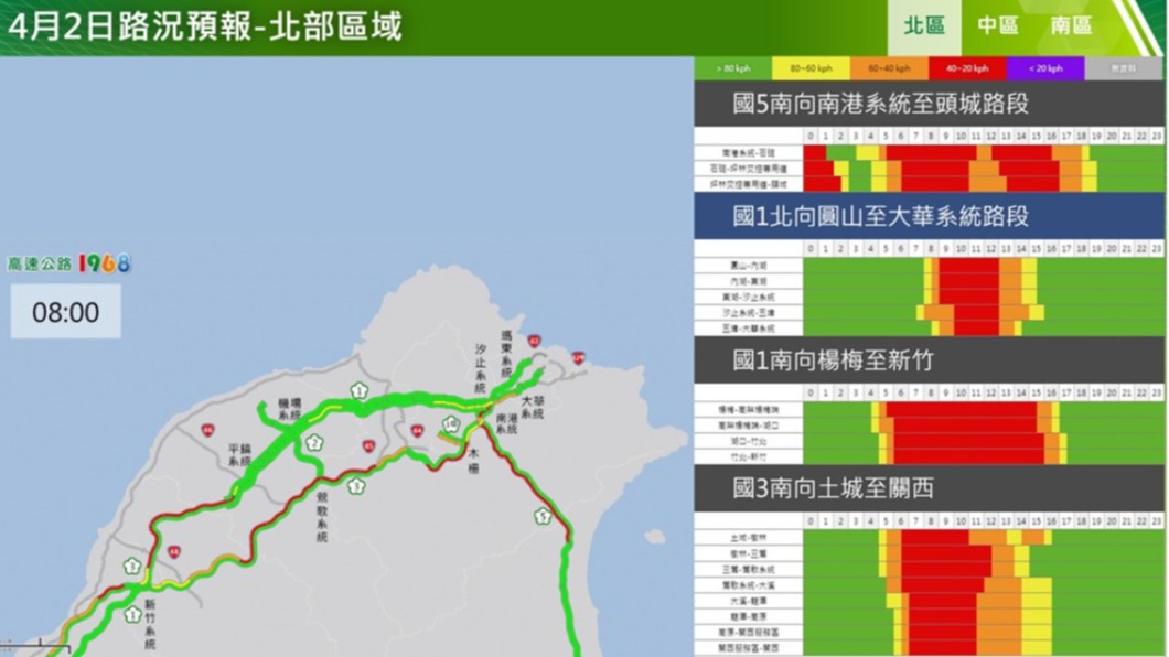 北部地區路況預報。(圖/高公局提供)