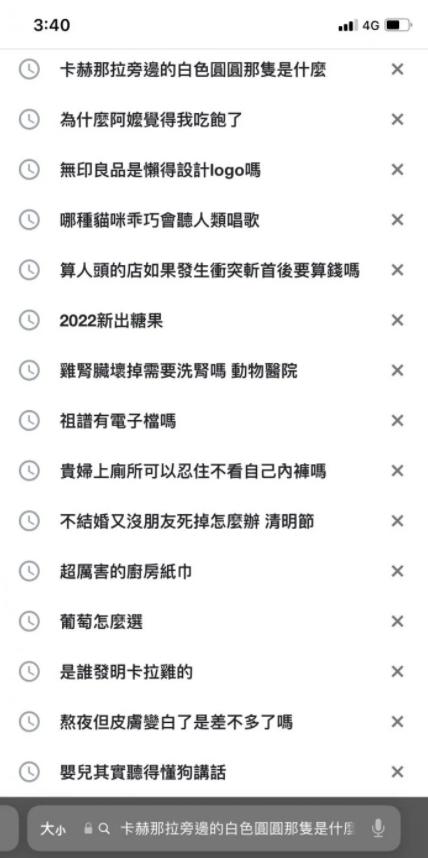 妹妹的搜尋紀錄充滿各種奇怪的問題。（圖／翻攝自Dcard）