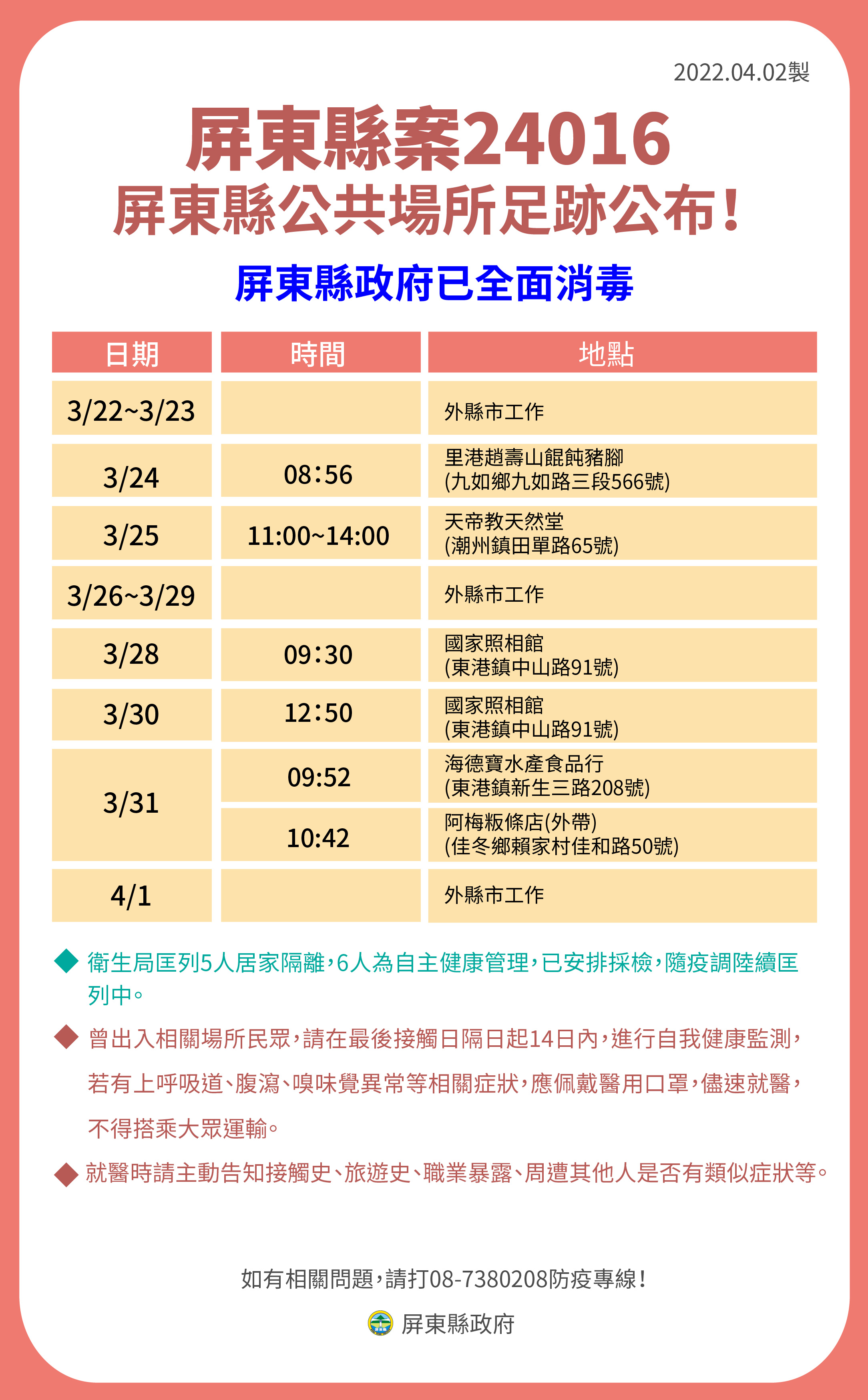 屏東縣案24016屏東縣公共場所足跡。(圖/屏東縣政府)
