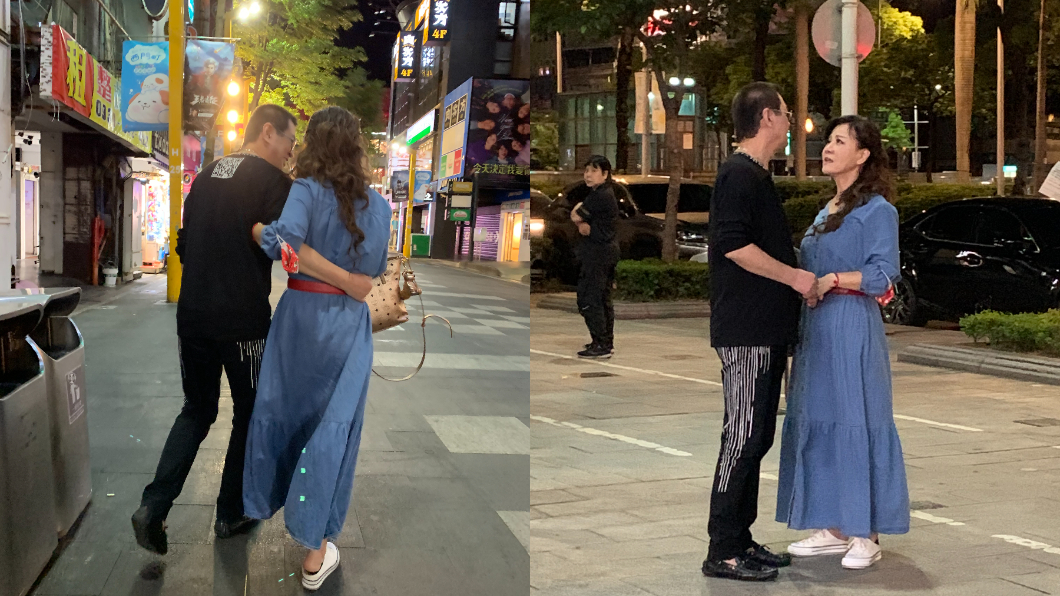 蔡小虎和龍千玉當街摟腰。(圖/穩盈娛樂提供)