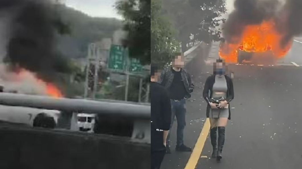 駕駛緊急將車停靠路肩。(圖/翻攝自記者爆料網)