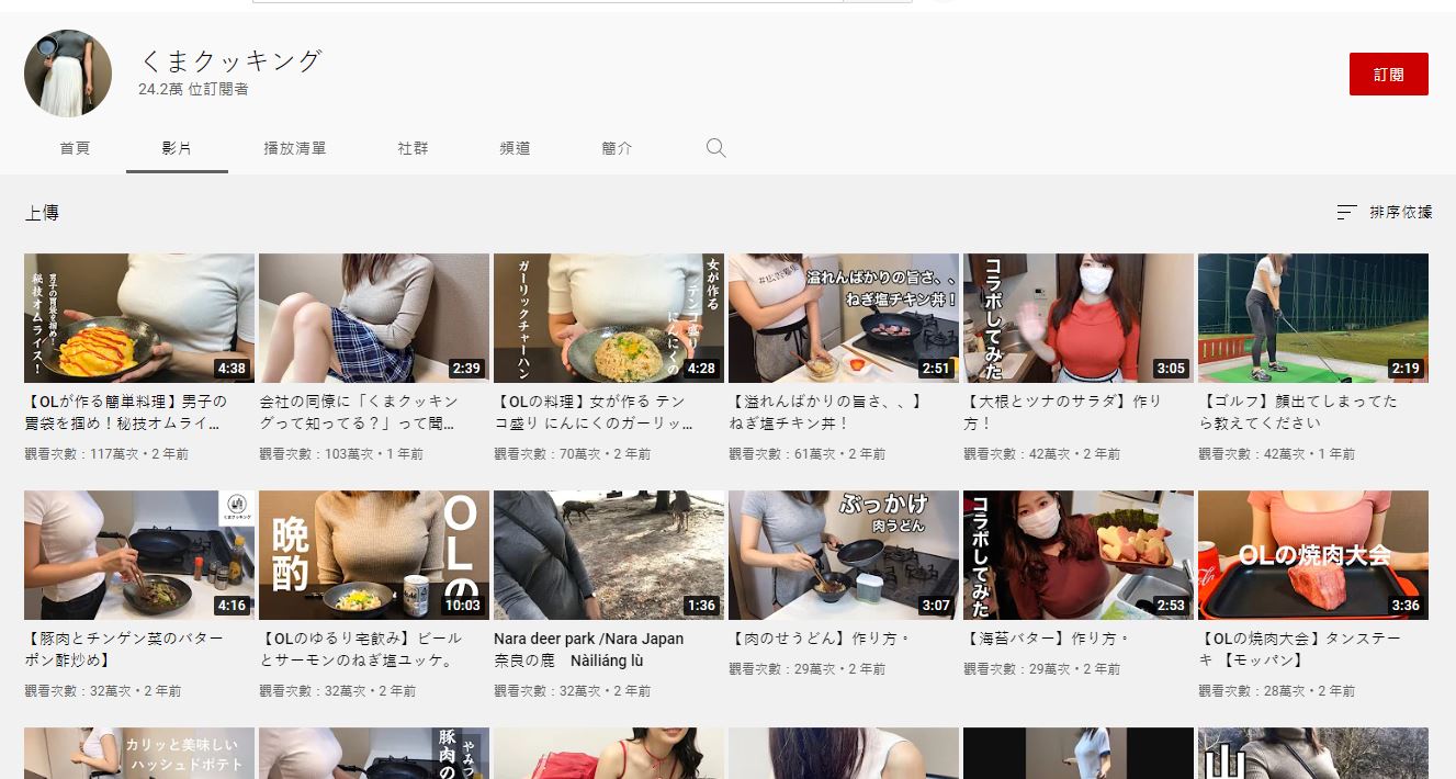 櫻花妹雖然沒露臉,但影片輕鬆破百萬觀看。(圖翻攝自《まクッキング》YouTube)