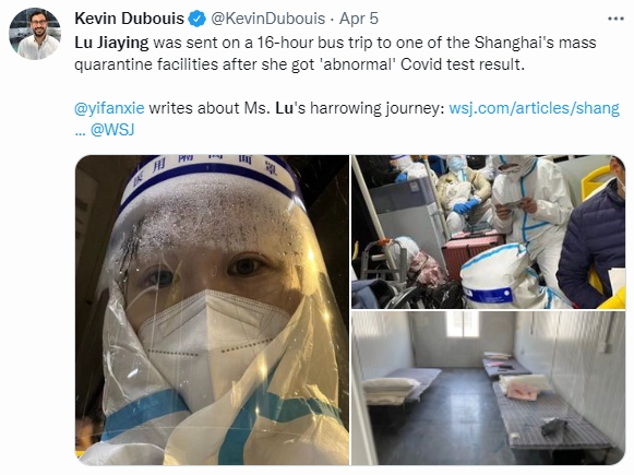 上海OL隔離慘況曝光。(圖/翻攝自@KevinDubouis推特)