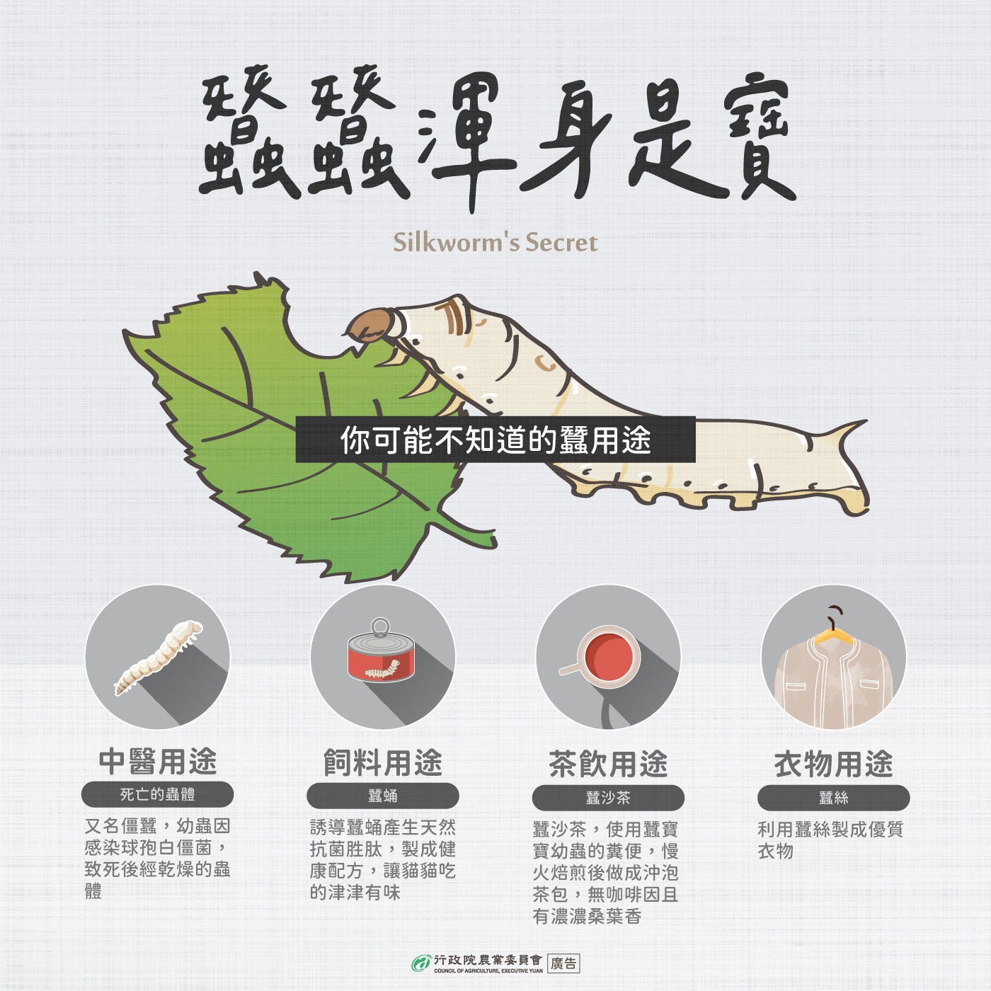 蠶寶寶渾身是寶。(圖/翻攝自農委會臉書)