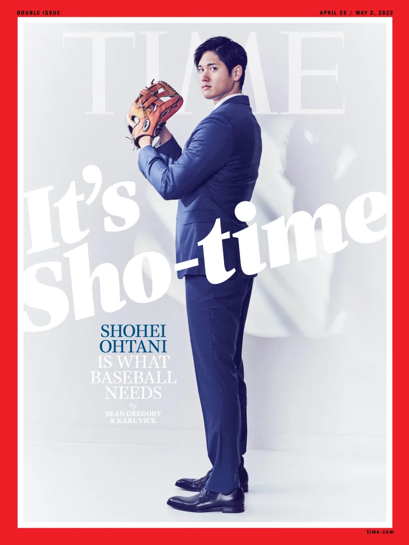 《時代雜誌》寫著「It's Sho-time」。(圖/翻攝自TIME)