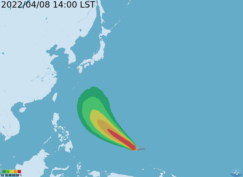 颱風目前以每小時16公里速度向西北進行。（圖／中央氣象局）