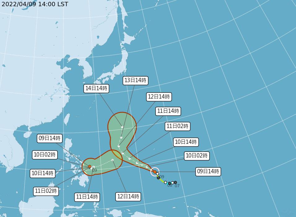 馬勒卡目前以每小時22公里速度,向西北進行。(圖/中央氣象局)