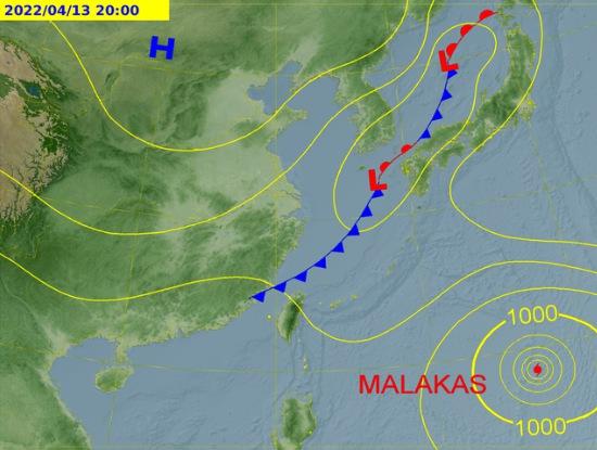 下週三下午起鋒面通過,各地將變天轉涼。(圖/中央氣象局)