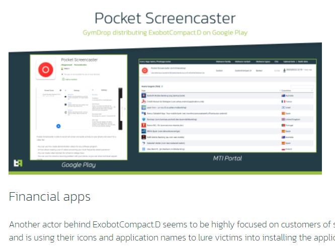 其中一款惡意軟體為Pocket Screencaster。(圖/翻攝自ThreaFabric官網)