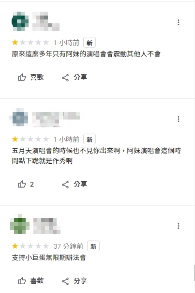 儘管里長已關閉臉書，依舊有許多網友在地標評論區留言。（圖／翻攝自Google）