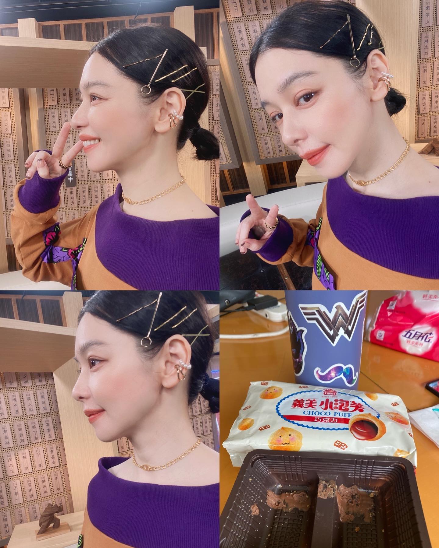 徐若瑄日前難檔甜食誘惑,秒嗑泡芙。(圖/索尼提供、翻攝自徐若瑄臉書)