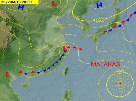 週三晚起鋒面接近台灣,週四將變天。(圖/中央氣象局)