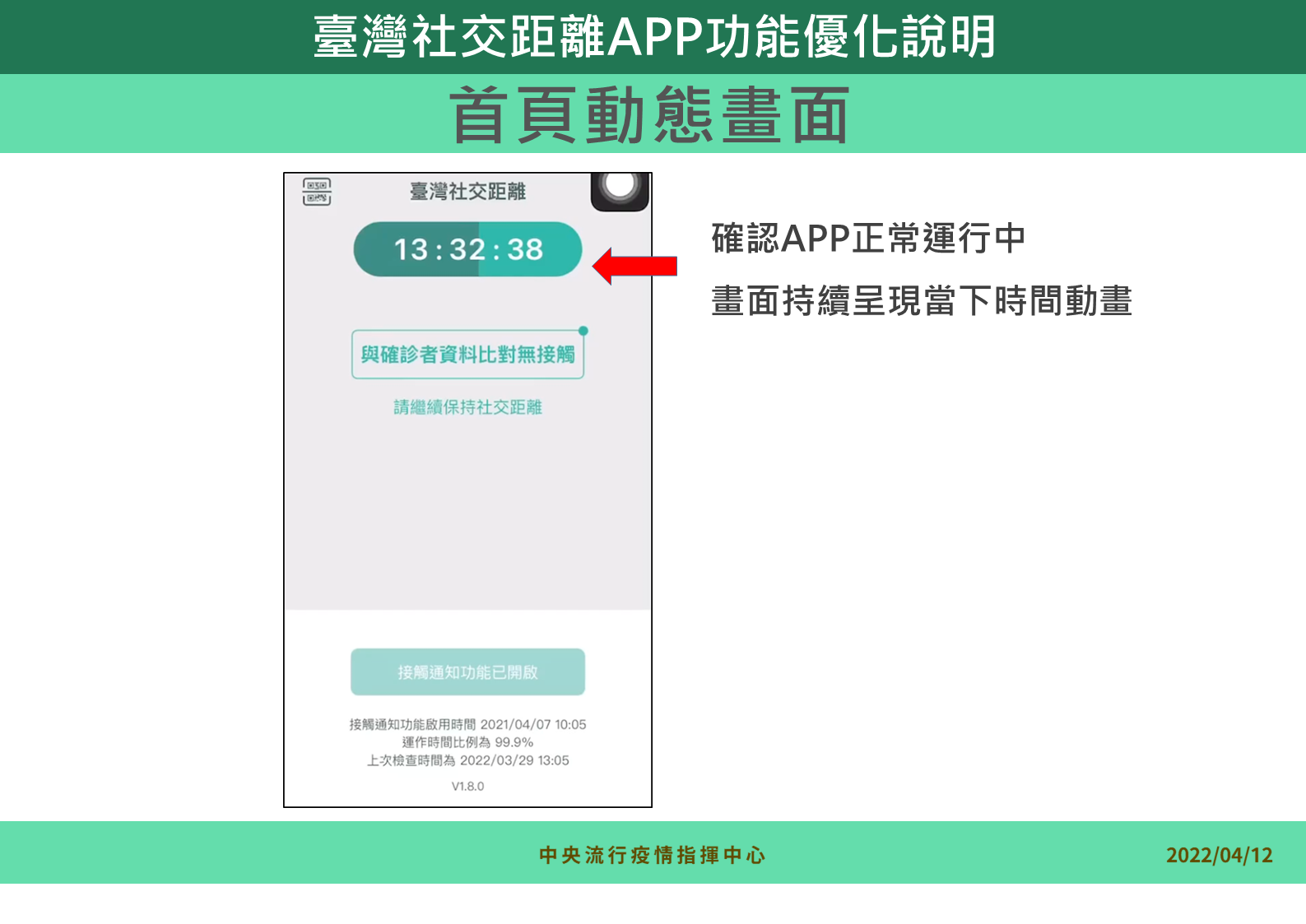 台灣社交距離APP功能優化說明-3。(圖/中央疫情指揮中心)
