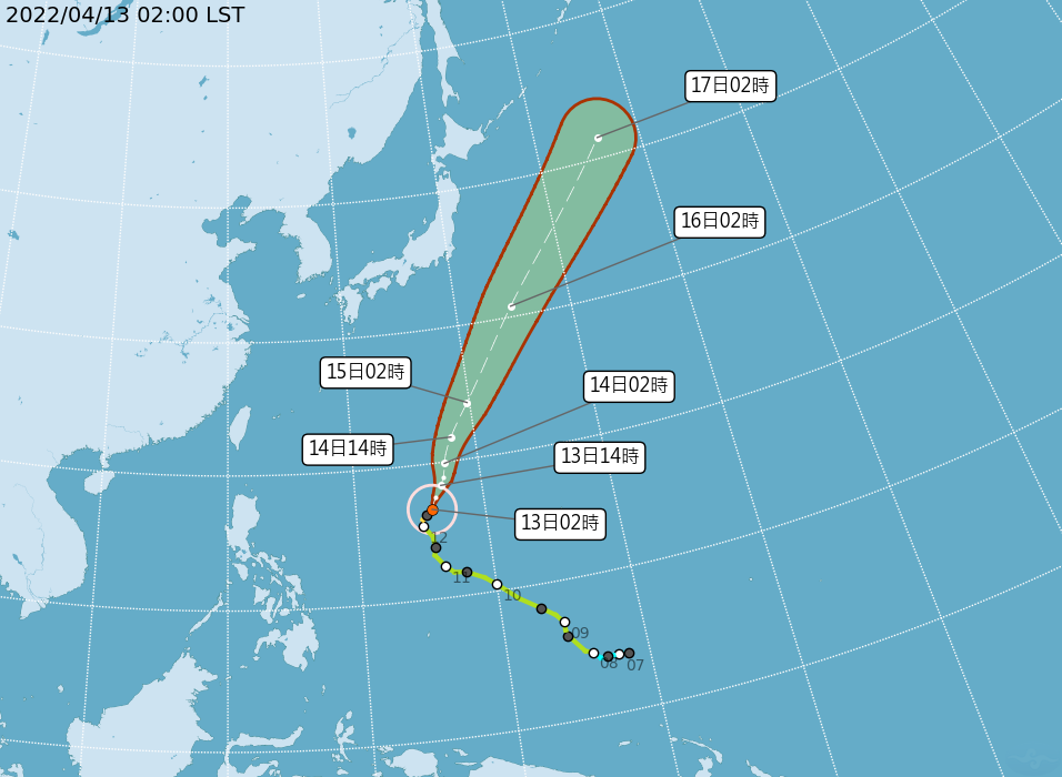颱風模擬路徑曝光。(圖/氣象局)