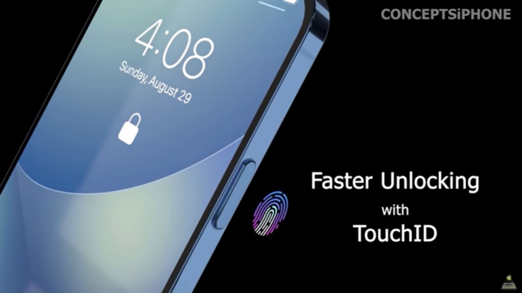 各界爆料預測圖多以邊框「Touch ID」為主。（圖／翻攝自ConceptsiPhone YT）