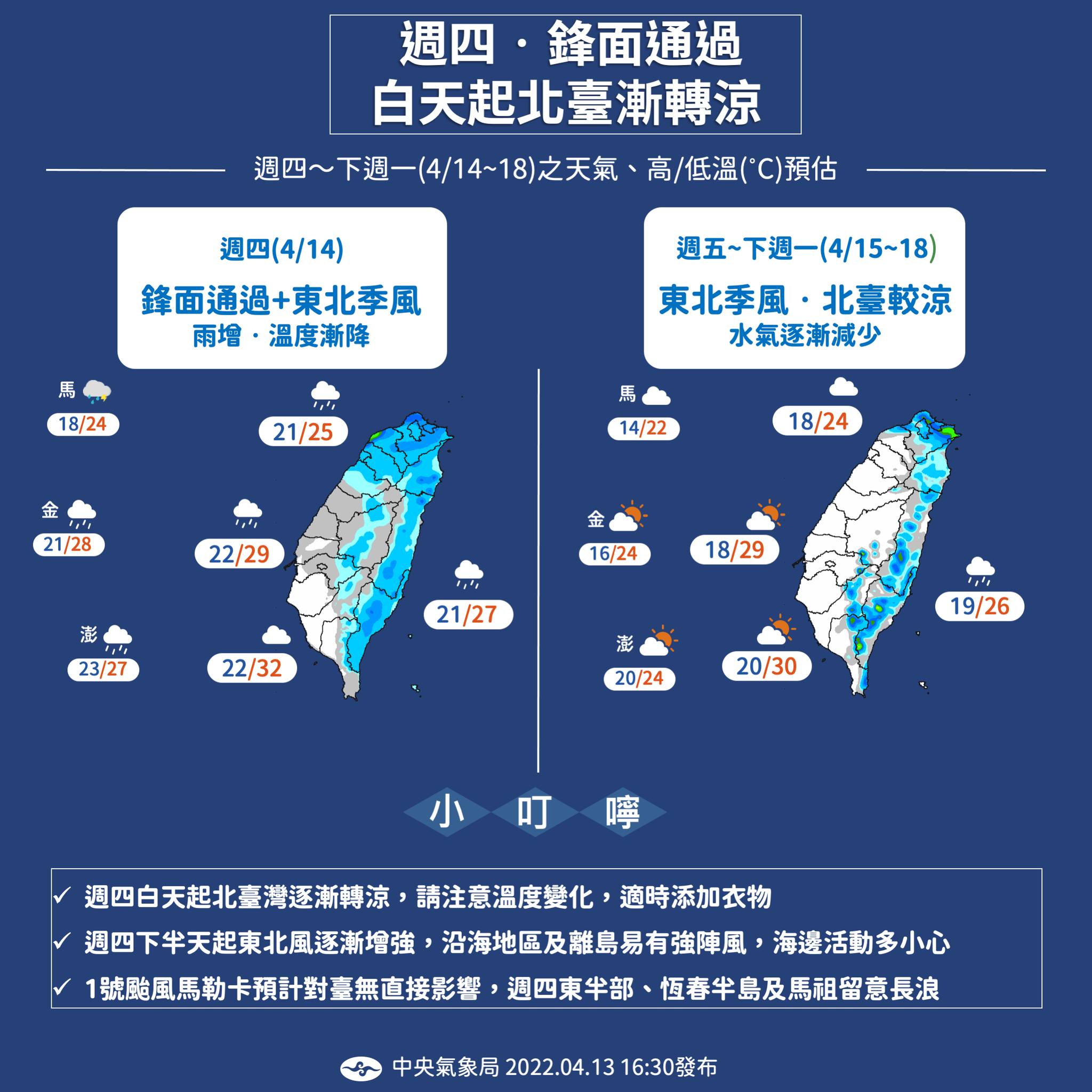 本週天氣變化。(圖/氣象局)